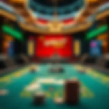The Ultimate Poker Arena An elegant poker table set for a tournament with cards and chips