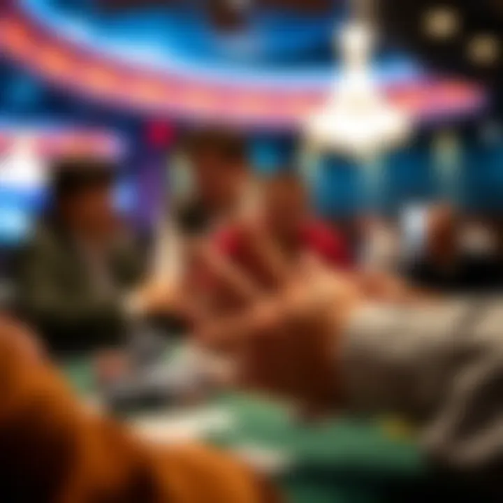 Close-up of a winning hand at a poker table showcasing excitement