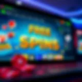 A vibrant online casino interface showcasing free spins promotions.