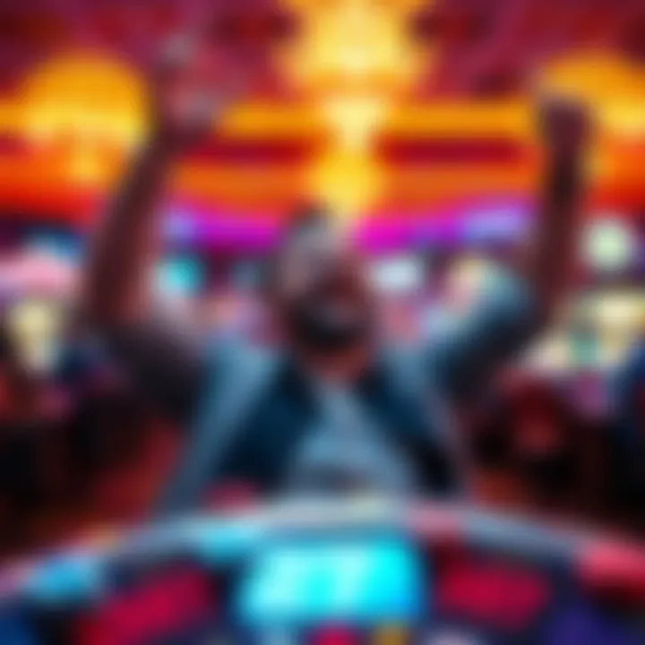 Celebrating Wins from Free Spins A successful player celebrating a win from free spins.