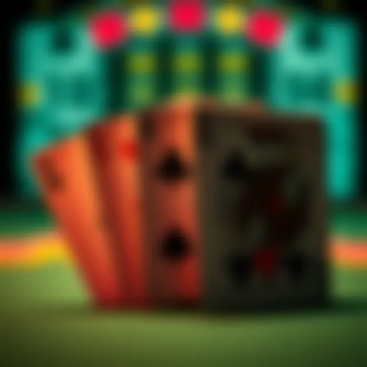 An array of playing cards showcasing different combinations in blackjack