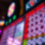 Colorful Keno board displaying number selection.