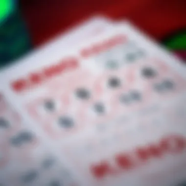 Close-up of Keno tickets with selected numbers.