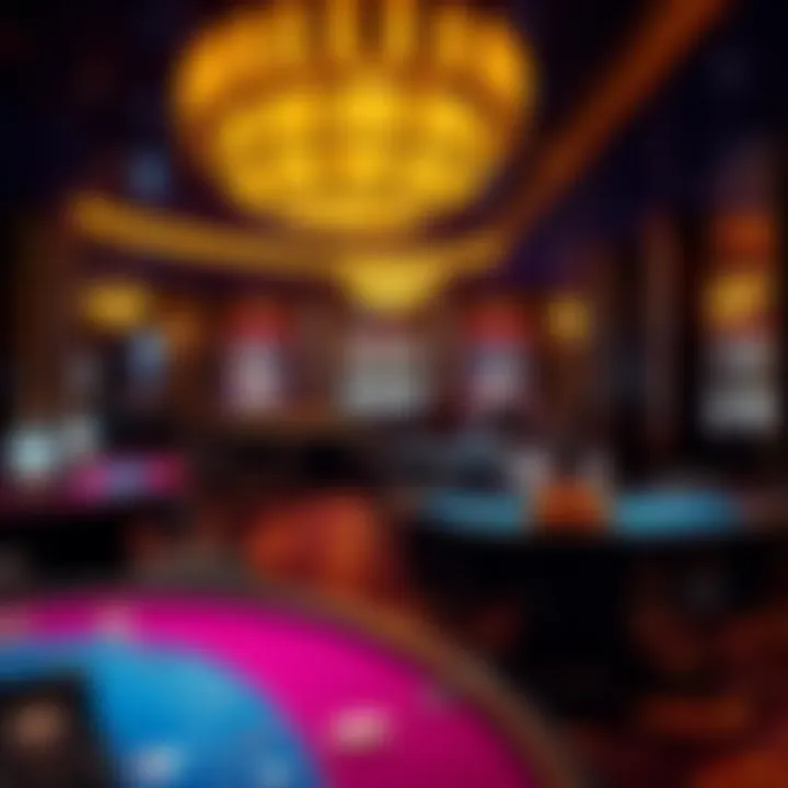 High-Stakes Excitement in Gaming Vibrant gaming area showcasing high-stakes tables