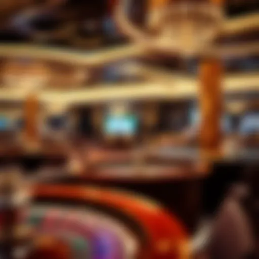 Luxurious casino interior featuring roulette tables