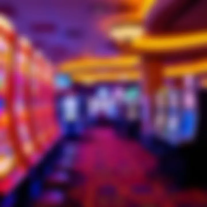 A vibrant gaming floor filled with a variety of slot machines and table games