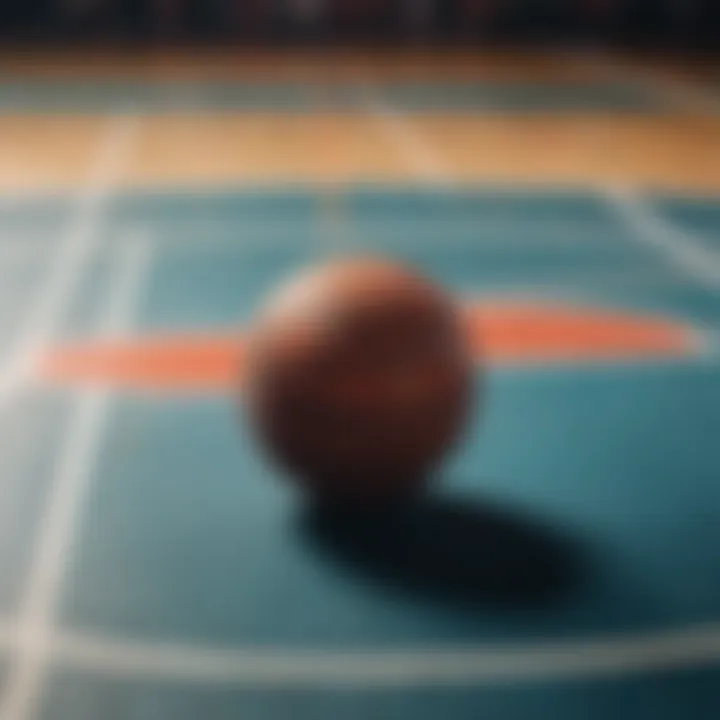 Basketball court with betting lines highlighted