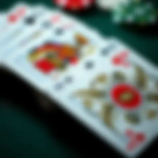 A close-up of a deck of cards showcasing intricate designs