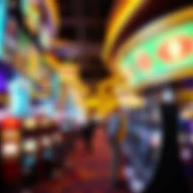 Casino Floor Vibrance A vibrant casino floor bustling with excitement and gaming options.