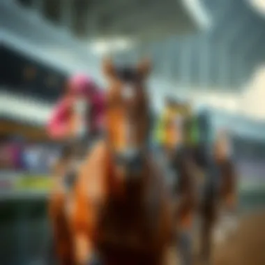 Thoroughbred horses racing at the Kentucky Derby