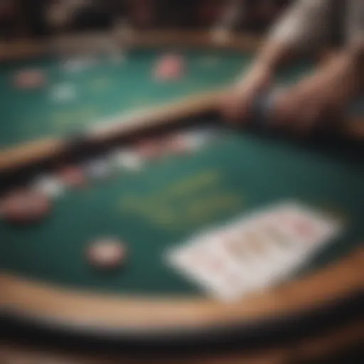 Close-up view of a Three Card Poker table setup