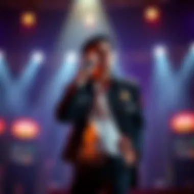 Michael Jackson performing on stage with captivating lights