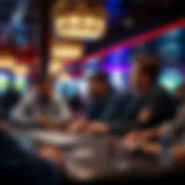 Engaged Players in Action Players engaged in a strategic poker game at the casino