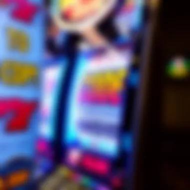 Close-up view of casino slot machine with promotional code displayed
