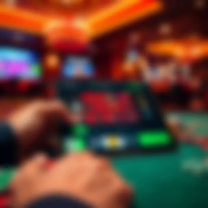 A modern online gambling interface displayed on a tablet