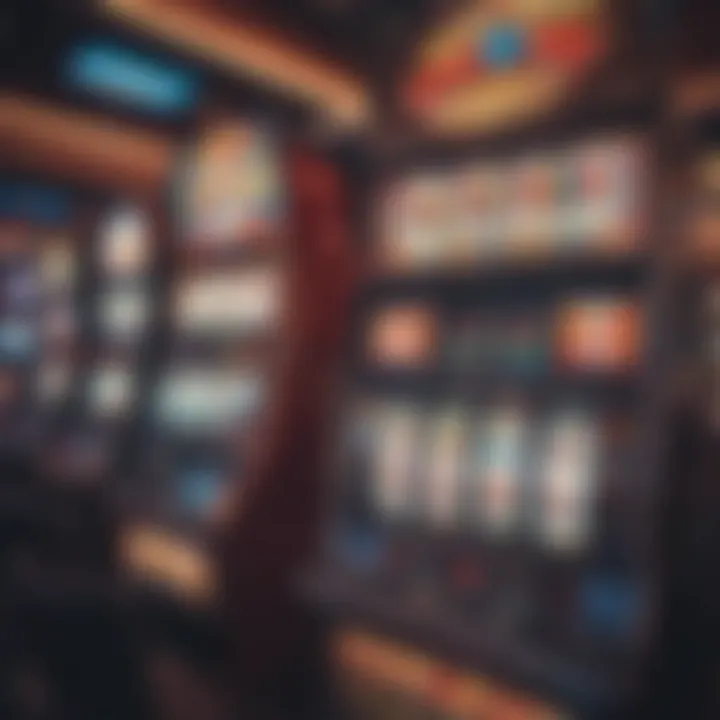 A colorful array of slot machines in a casino setting