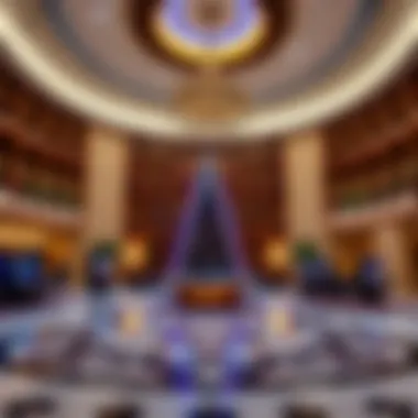 Luxurious interior lobby of the Pyramid Hotel