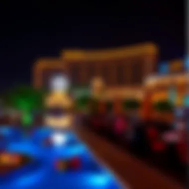 Luxurious resort with casino lights at night