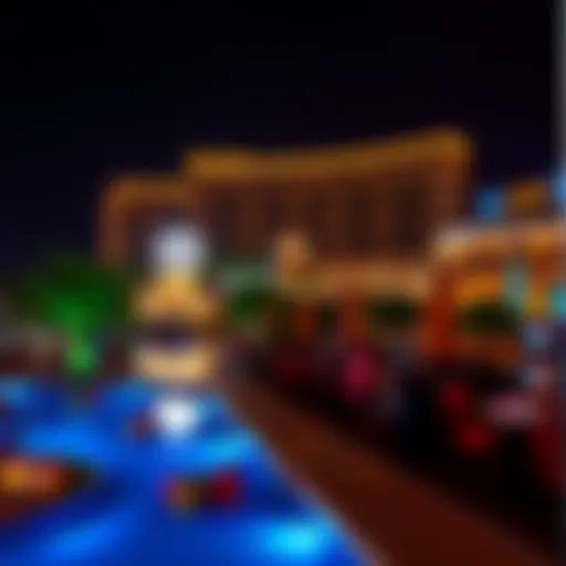 Luxurious resort with casino lights at night