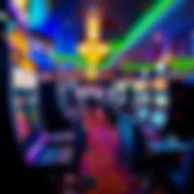 Vibrant gaming area with slot machines and table games