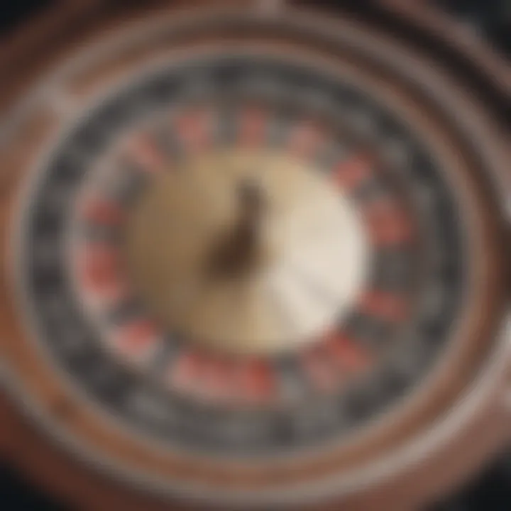 Close-up view of a roulette wheel showcasing various betting options