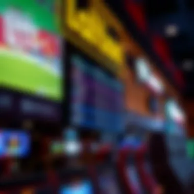 Live Sports Events and Odds Display A digital display showing live sports events and odds in the sports book