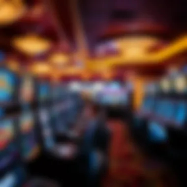 Inside view of the gaming floor displaying various slot machines