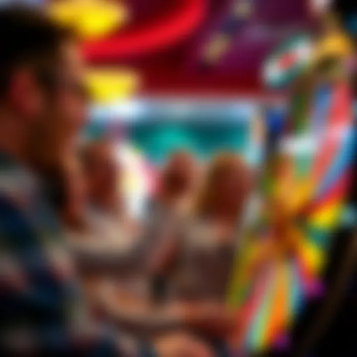 Excited participants engaging in a spin the wheel game