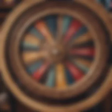 A close-up of a spinning wheel with various rewards highlighted