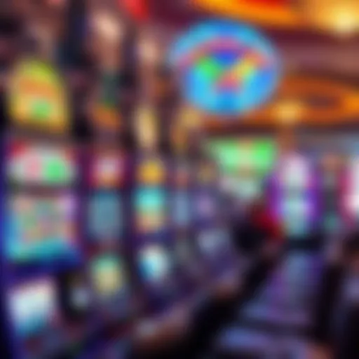 A vibrant slot machine display showcasing various themed games