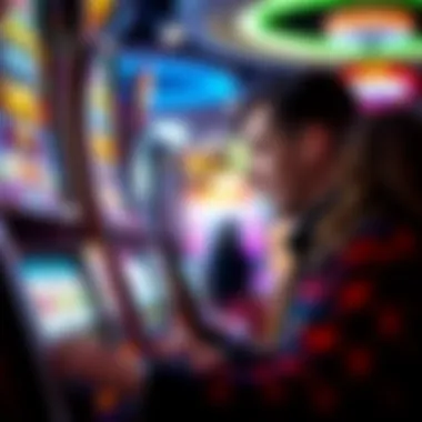 Close-up of a player engaging with a slot machine screen