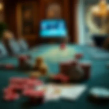 Chic Gaming Table Arrangement A stylish table setting complete with chips and cards