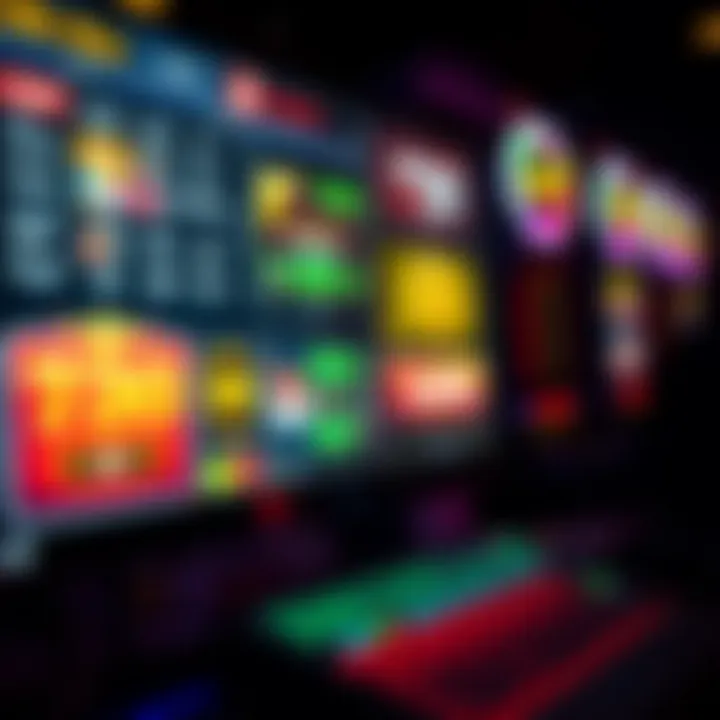 The Virtual Betting Experience A close-up of a computer screen displaying online gambling platforms