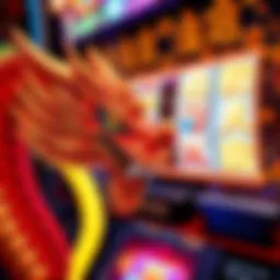 Detail of the Wu Dragon slot machine showcasing intricate graphics